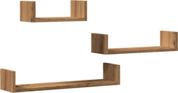 vidaXL - Wandschappen - 3 - st - bewerkt - hout - artisanaal - eiken