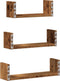 vidaXL - Wandschappen - 3 - st - bewerkt - hout - oud - houtkleurig