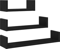 vidaXL - Wandschappen - 3 - st - bewerkt - hout - zwart - eiken