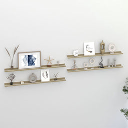 vidaXL - Wandschappen - 4 - st - 100x9x3 - cm - wit - en - sonoma - eikenkleurig