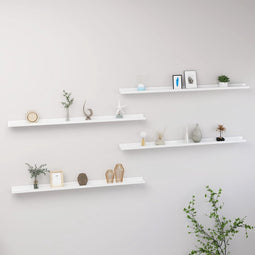 vidaXL - Wandschappen - 4 - st - 115x9x3 - cm - hoogglans - wit