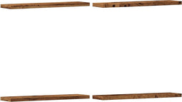 vidaXL - Wandschappen - 4 - st - 40x10x1,5 - cm - bewerkt - hout - oud - houtkleurig