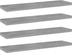 vidaXL - Wandschappen - 4 - st - 40x10x1,5 - cm - bewerkt - hout - betongrijs