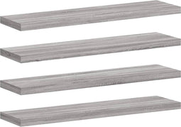 vidaXL - Wandschappen - 4 - st - 40x10x1,5 - cm - bewerkt - hout - grijs - sonoma - eiken