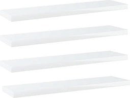 vidaXL - Wandschappen - 4 - st - 40x10x1,5 - cm - bewerkt - hout - hoogglans - wit