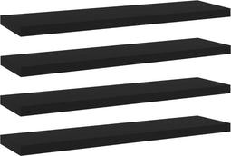 vidaXL - Wandschappen - 4 - st - 40x10x1,5 - cm - bewerkt - hout - zwart
