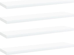 vidaXL - Wandschappen - 4 - st - 40x10x1,5 - cm - bewerkt - hout - wit
