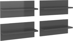 vidaXL - Wandschappen - 4 - st - 40x11,5x18 - cm - hoogglans - grijs