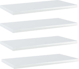 vidaXL - Wandschappen - 4 - st - 40x20x1,5 - cm - bewerkt - hout - hoogglans - wit