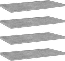vidaXL - Wandschappen - 4 - st - 40x20x1,5 - cm - bewerkt - hout - betongrijs