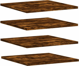 vidaXL - Wandschappen - 4 - st - 40x40x1,5 - cm - bewerkt - hout - gerookt - eikenkleur