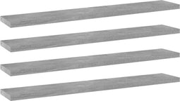 vidaXL - Wandschappen - 4 - st - 60x10x1,5 - cm - bewerkt - hout - betongrijs