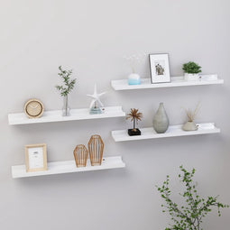 vidaXL - Wandschappen - 4 - st - 60x9x3 - cm - hoogglans - wit