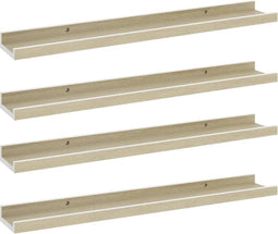vidaXL - Wandschappen - 4 - st - 60x9x3 - cm - wit - en - sonoma - eikenkleurig