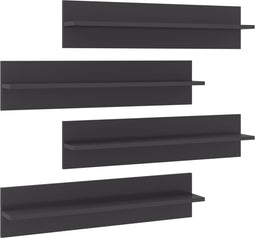 vidaXL - Wandschappen - 4 - st - 80x11,5x18 - cm - spaanplaat - hoogglans - grijs