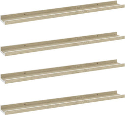 vidaXL - Wandschappen - 4 - st - 80x9x3 - cm - wit - en - sonoma - eikenkleurig