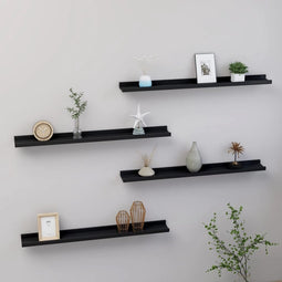 vidaXL - Wandschappen - 4 - st - 80x9x3 - cm - zwart