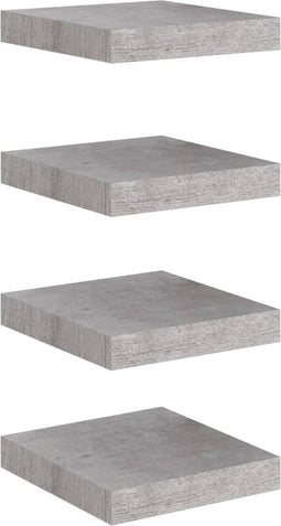vidaXL - Wandschappen - 4 - st - zwevend - 23x23,5x3,8 - cm - MDF - betongrijs