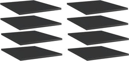 vidaXL - Wandschappen - 8 - st - 40x50x1,5 - cm - bewerkt - hout - hoogglans - zwart