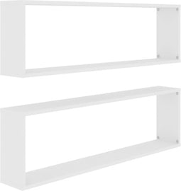 vidaXL - Wandschappen - kubus - 2 - st - 100x15x30 - cm - bewerkt - hout - wit