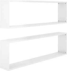 vidaXL - Wandschappen - kubus - 2 - st - 100x15x30 - cm - spaanplaat - hoogglans - wit