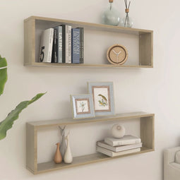 vidaXL - Wandschappen - kubus - 2 - st - 100x15x30 - cm - spaanplaat - sonoma - eiken