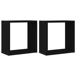 vidaXL - Wandschappen - kubus - 2 - st - 30x15x30 - cm - bewerkt - hout - zwart - eiken