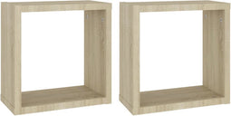 vidaXL - Wandschappen - kubus - 2 - st - 30x15x30 - cm - sonoma - eikenkleurig