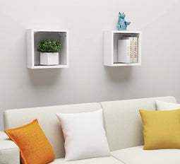 vidaXL - Wandschappen - kubus - 2 - st - 30x15x30 - cm - wit