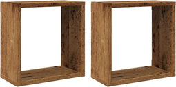 vidaXL - Wandschappen - kubus - 2 - st - 30x15x30cm - bewerkt - hout - oud - houtkleurig