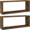 vidaXL - Wandschappen - kubus - 2 - st - 60x15x23 - cm - bewerkt - hout - gerookt - eiken