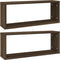vidaXL - Wandschappen - kubus - 2 - st - 60x15x23 - cm - bewerkt - hout - bruin - eiken