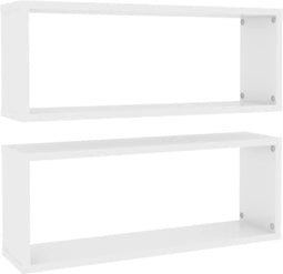 vidaXL - Wandschappen - kubus - 2 - st - 60x15x23 - cm - spaanplaat - hoogglans - wit