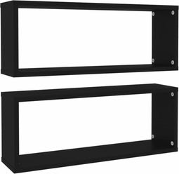 vidaXL - Wandschappen - kubus - 2 - st - 60x15x23 - cm - spaanplaat - zwart