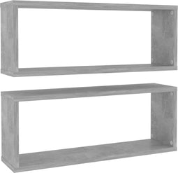 vidaXL - Wandschappen - kubus - 2 - st - 60x15x23 - cm - spaanplaat - betongrijs