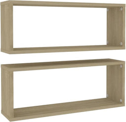 vidaXL - Wandschappen - kubus - 2 - st - 60x15x23 - cm - spaanplaat - sonoma - eiken