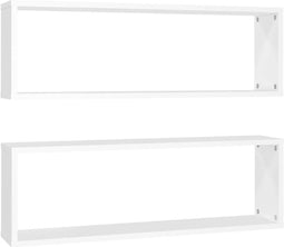 vidaXL - Wandschappen - kubus - 2 - st - 80x15x26,5 - cm - bewerkt - hout - wit