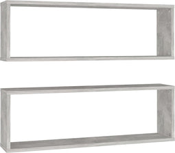 vidaXL - Wandschappen - kubus - 2 - st - 80x15x26,5 - cm - spaanplaat - betongrijs