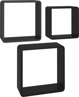 vidaXL - Wandschappen - kubus - 3 - st - MDF - zwart