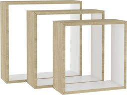 vidaXL - Wandschappen - kubus - 3 - st - wit - en - sonoma - eikenkleurig