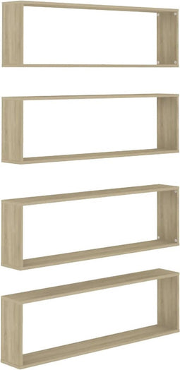 vidaXL - Wandschappen - kubus - 4 - st - 100x15x30 - cm - spaanplaat - sonoma - eiken