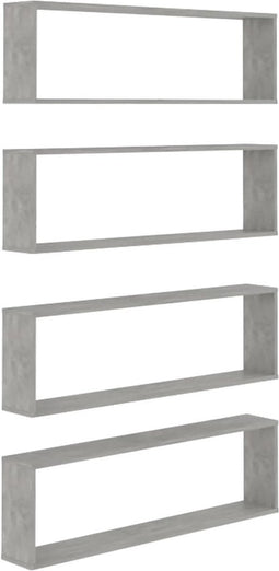 vidaXL - Wandschappen - kubus - 4 - st - 100x15x30 - cm - spaanplaat - betongrijs