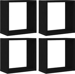 vidaXL - Wandschappen - kubus - 4 - st - 30x15x30 - cm - bewerkt - hout - zwart - eiken