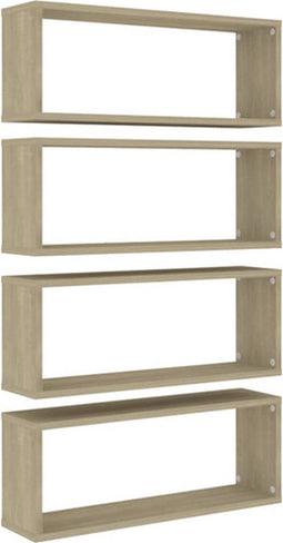 vidaXL - Wandschappen - kubus - 4 - st - 60x15x23 - cm - bewerkt - hout - sonoma - eiken