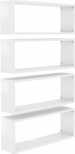 vidaXL - Wandschappen - kubus - 4 - st - 60x15x23 - cm - bewerkt - hout - hoogglans - wit