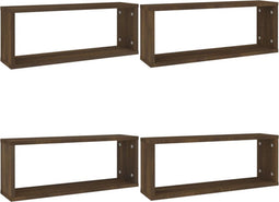 vidaXL - Wandschappen - kubus - 4 - st - 60x15x23 - cm - bewerkt - hout - bruineiken