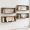 vidaXL - Wandschappen - kubus - 4 - st - 60x15x23 - cm - bewerkt - hout - gerookt - eiken