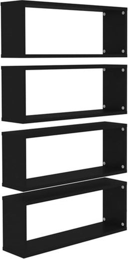 vidaXL - Wandschappen - kubus - 4 - st - 60x15x23 - cm - spaanplaat - zwart