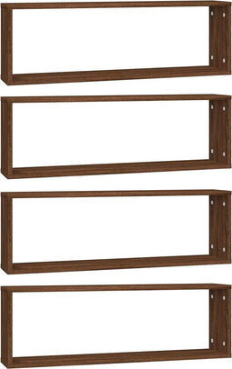 vidaXL - Wandschappen - kubus - 4 - st - 80x15x26,5 - cm - hout - bruin - eikenkleur