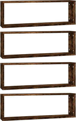 vidaXL - Wandschappen - kubus - 4 - st - 80x15x26,5 - cm - hout - gerookt - eikenkleurig